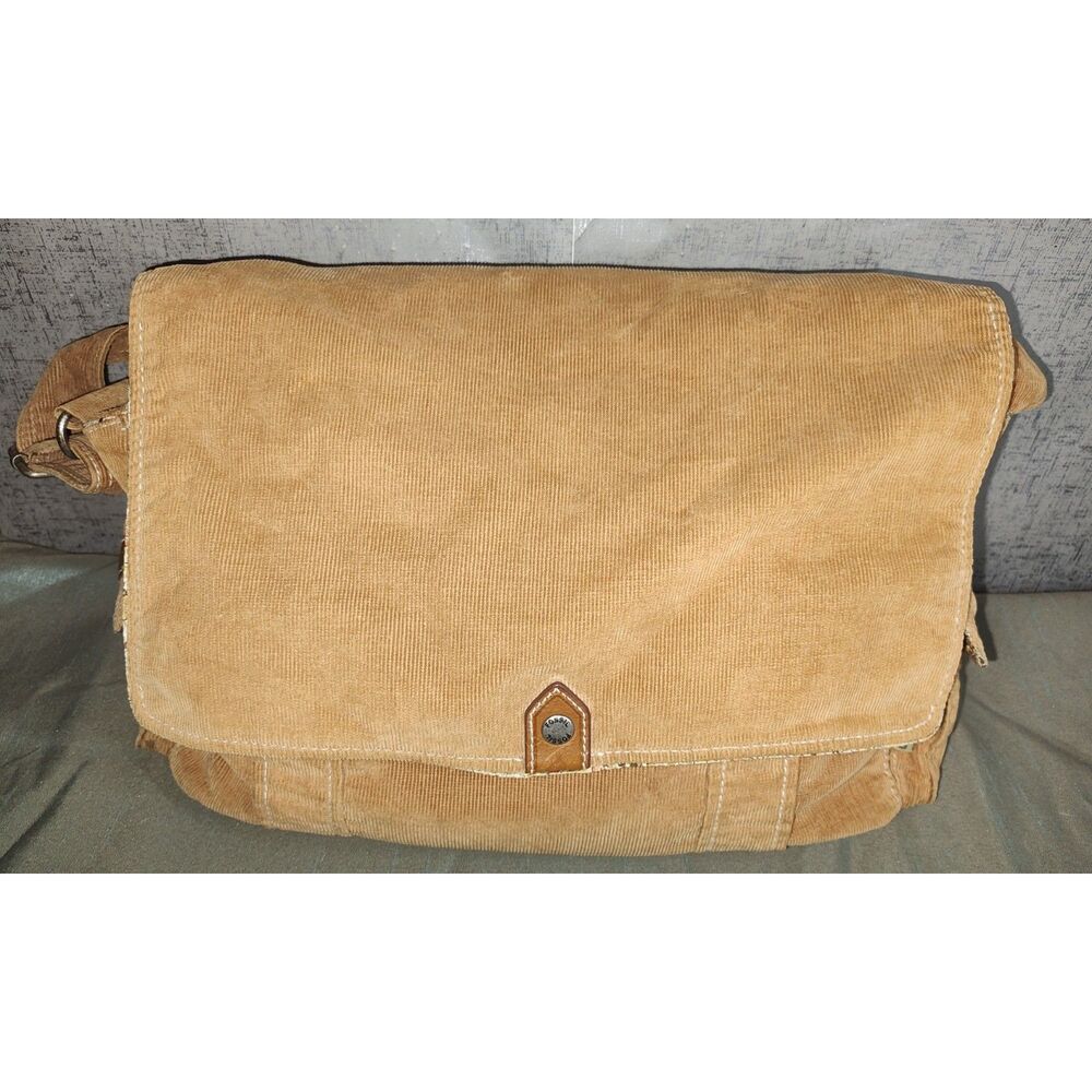 Fossil Corduroy Tan Crossbody Messenger Bag